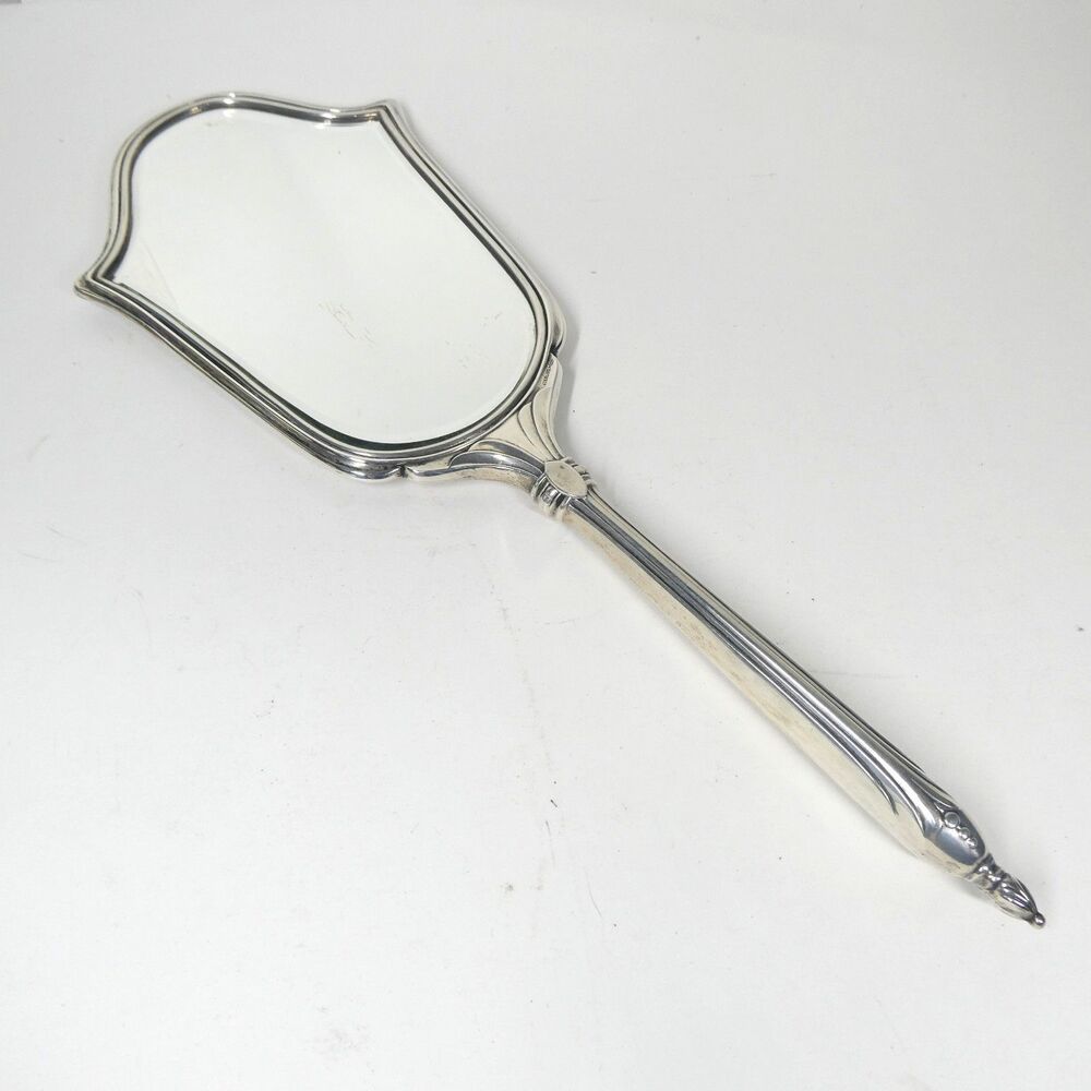 Webster Sterling Silver Hand Mirror Vintage Vanity Art Deco 13"